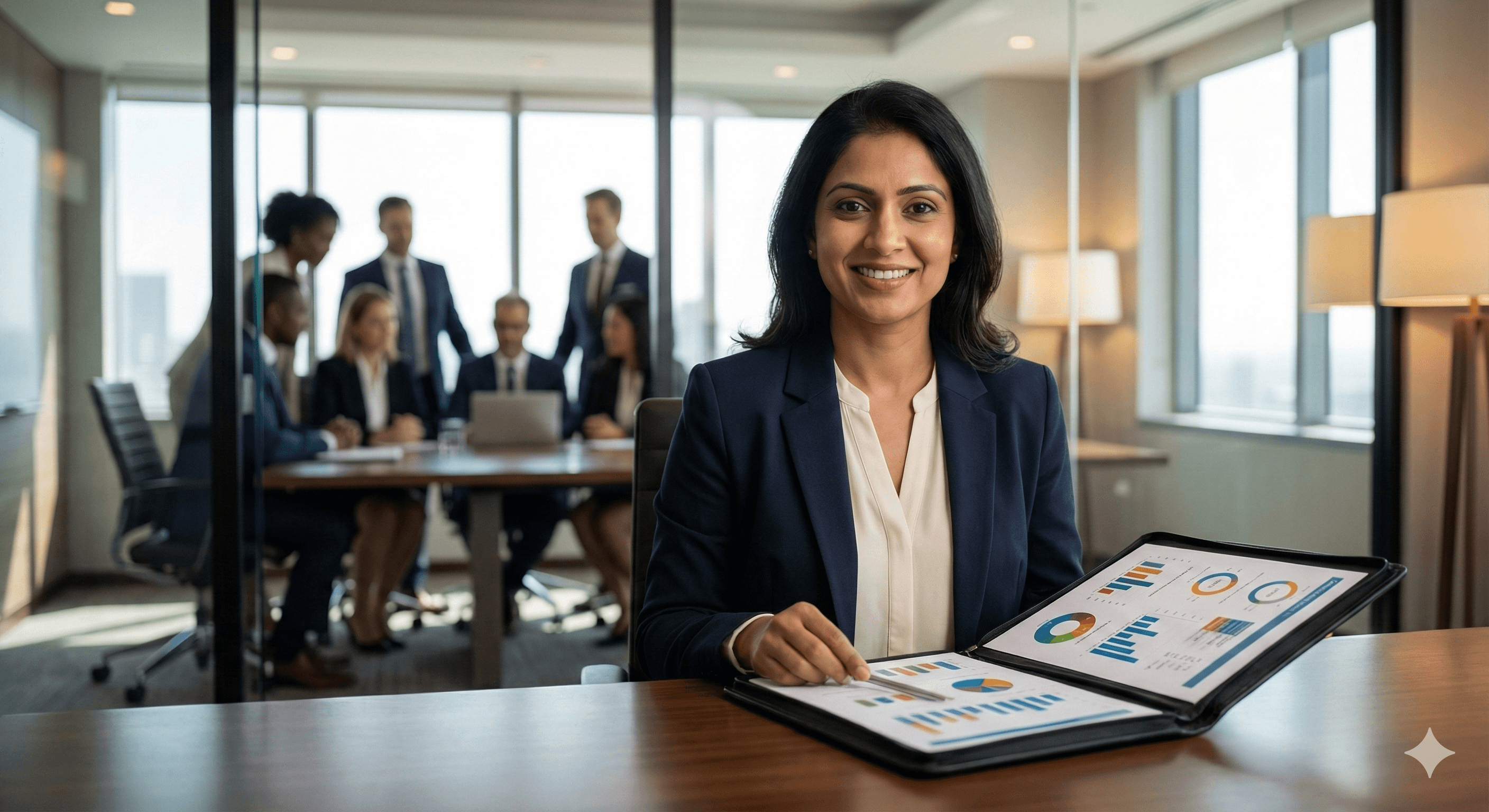 Professional reviewing business analytics charts